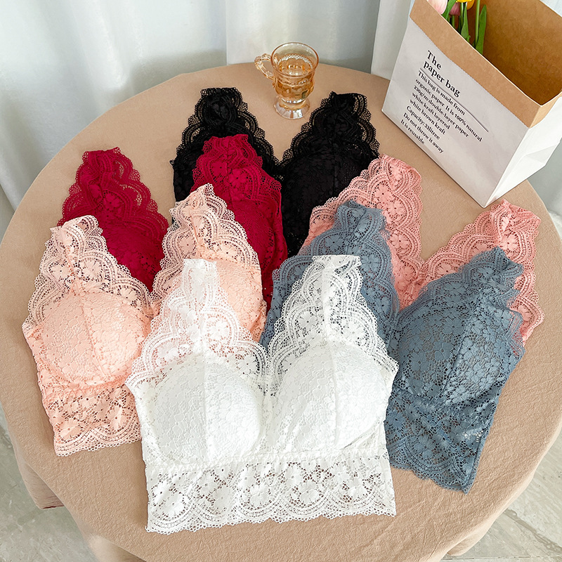 Bralette Wireless Soft - 3枚組 レディース 花柄レースブラレット ワイヤレス Vネック キャミソール