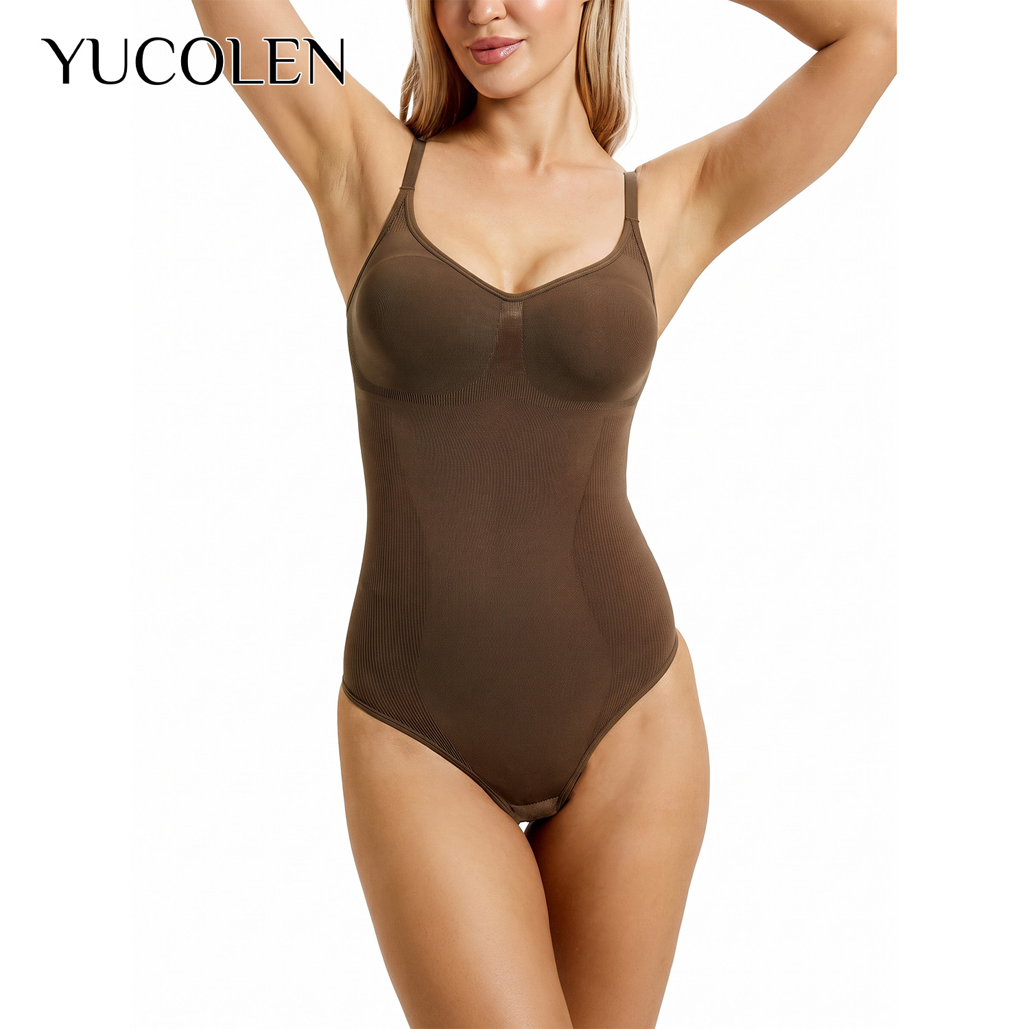 Shapewear Bodysuit Firm - YUCOLEN 女性用 U ネック Tバック ボディスーツ