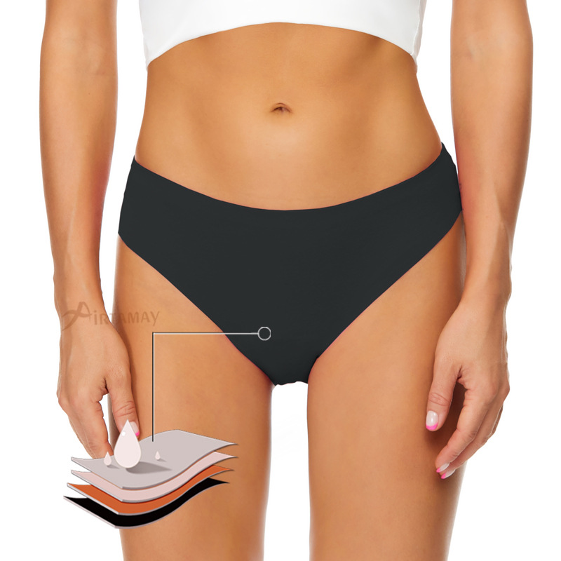 Period Panty Absorbent - 女性用シームレス生理用水着、漏れ防止生理用ビキニボトム、4層吸収性スイムパンティー、パッドなしビーチブリーフ