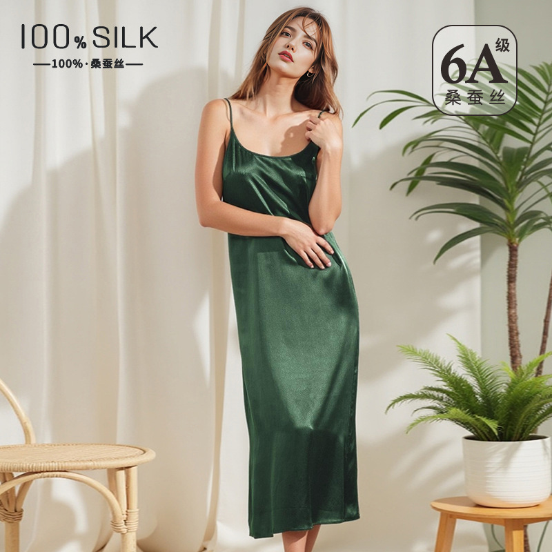 Robe Silk Women - 100%桑絹スリップドレス 19匁ヘビーウェイトセクシーバックレススリットロングナイトガウンブライダルローブラウンジドレス