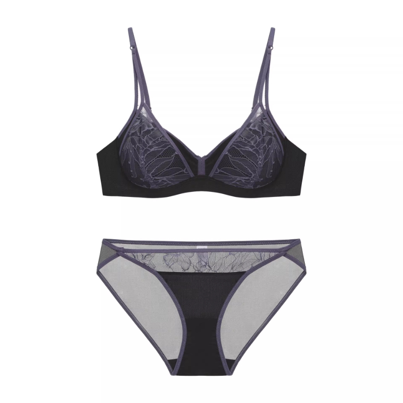 Bralette Wireless Soft - 女性フレンチレース非パッド入りブラレットワイヤレスシースルーセクシーなデミカップ軽量通気性ソフト夏ランジェリーサイズ S-XL