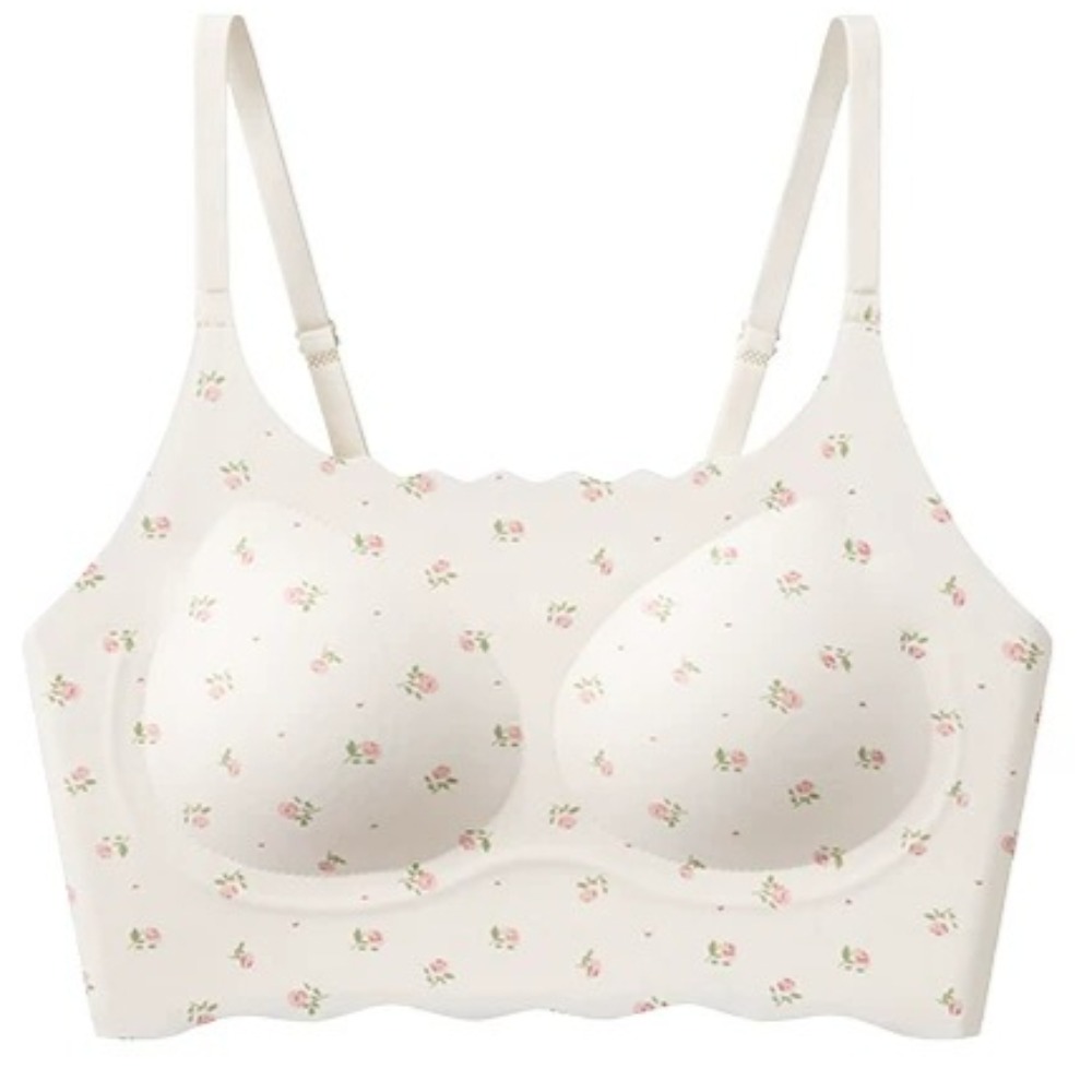 Bralette Wireless Soft - 可愛い花柄リボン付きティーンガールズ向け成長期トレーニングブラ、伸縮性のあるワイヤレスで柔らかく快適なデイリーウェアキャミソールブラレット、34‑40ABC、ベストセラー