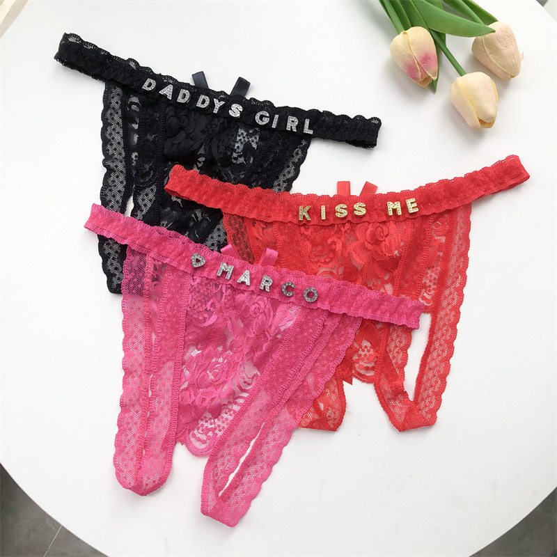 カスタマイズされた G ストリングパンティークリスタル文字パ - Thong Bikini Women のレビューと価格
